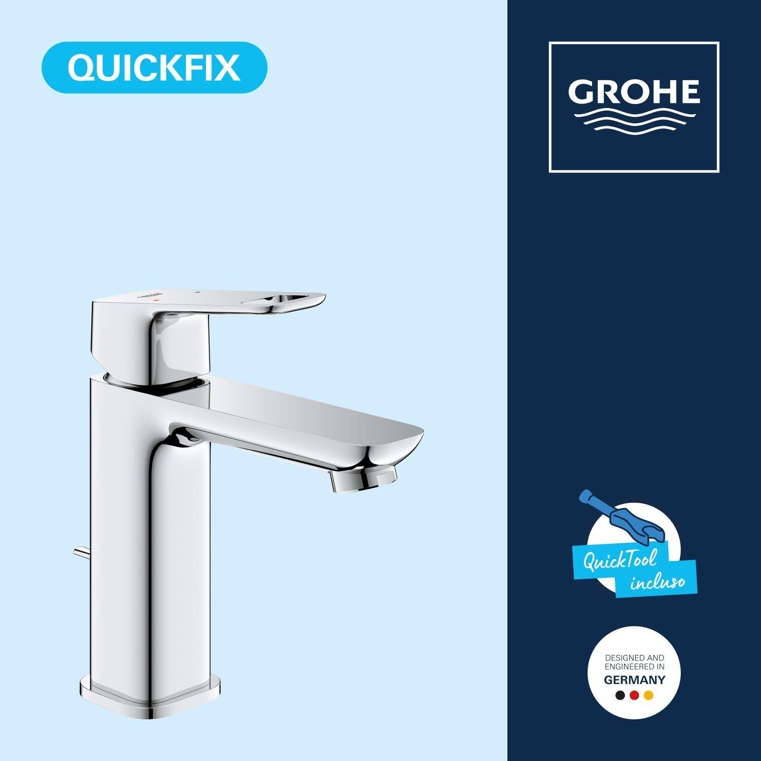 Rubinetto per lavabo a canna media getto aerato Clova Pulse cromato lucido GROHE H 15 cm - 8