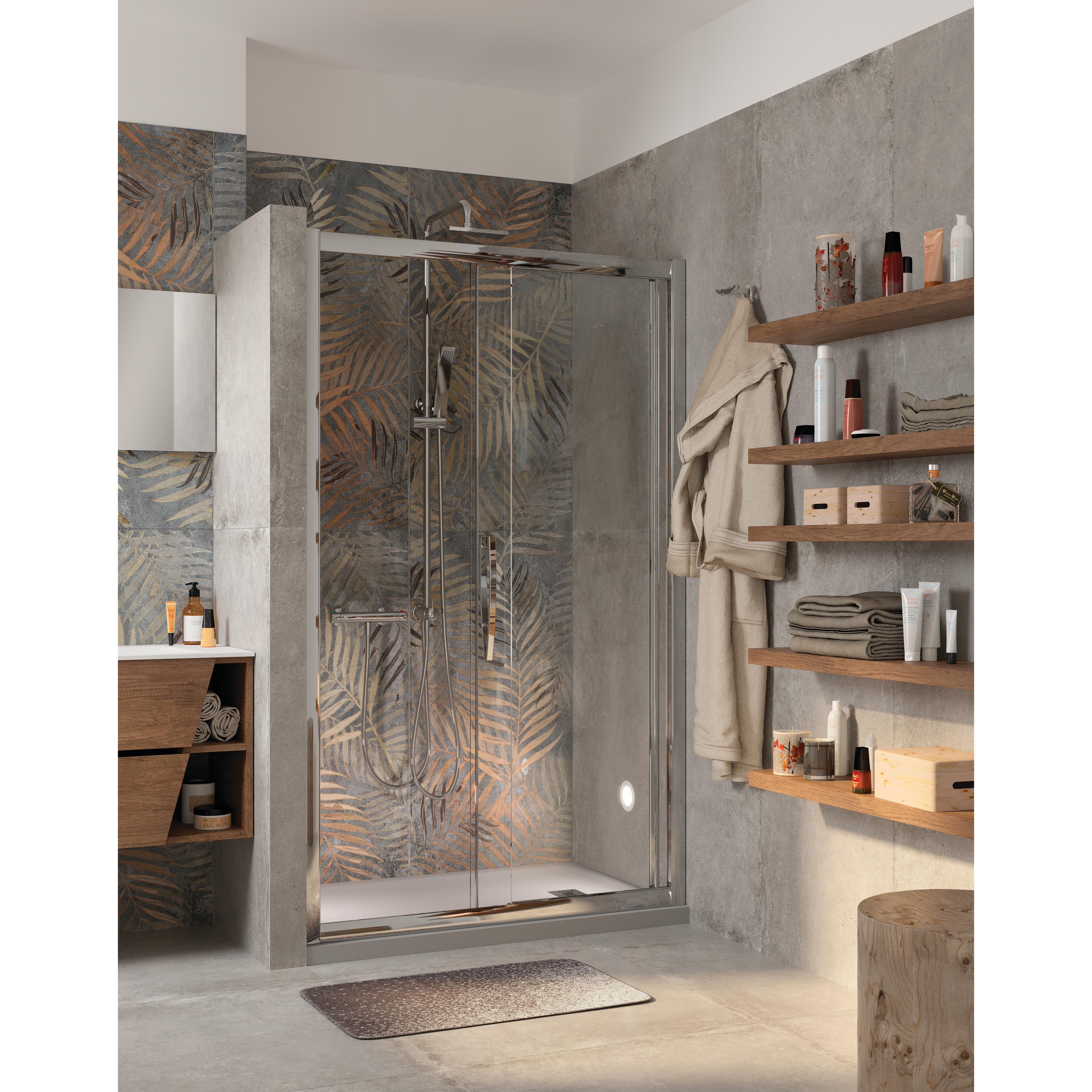 Porta doccia scorrevole L 115-120 cm x H 195 cm per nicchia in vetro trasparente SP. 8 mm, profilo lucido cromo, serie Namara - 2