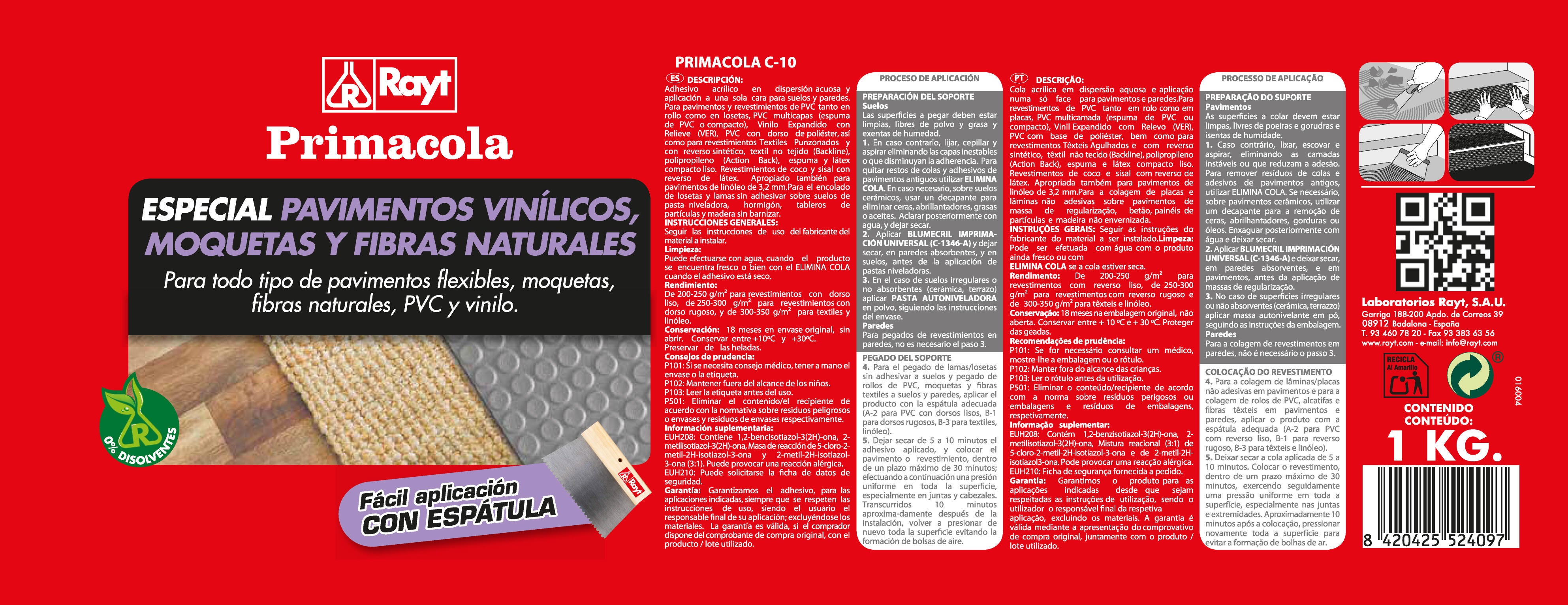 Cola vinílicos/alcatifas primacola c10 rayt 1kg - 4
