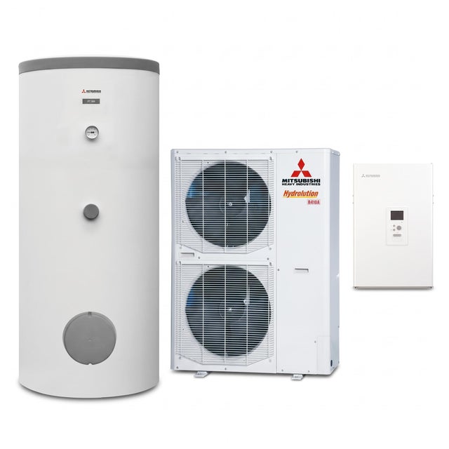 BOMBA DE CALOR AEROTERMIA MITSUBISHI HYDROLUTION PARTIDO HYDROBOX H4B 16KW R410A BIBLOC UNIDAD EXTERIOR + MURAL+ DEPOSITO ACS 300L (FDCW140VNX-A/ PT300V2/ HMS140S) MONOFASICO