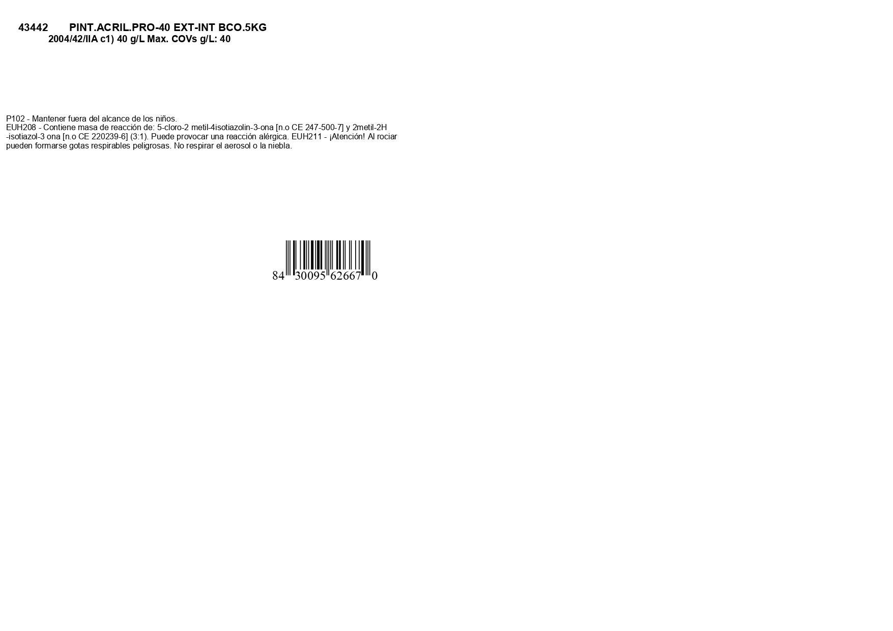 PINTURA PLASTICA BLANCA MATE 5KG PRO-40 - 4