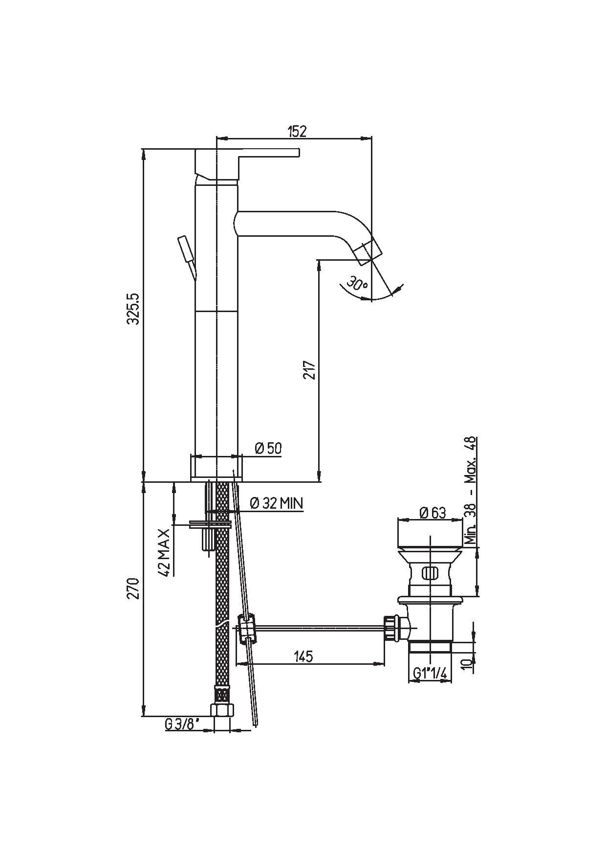 Rubinetto per lavabo getto laminare cristallino Cloud nero spazzolato opaco JACUZZI RUBINETTERIA - 3