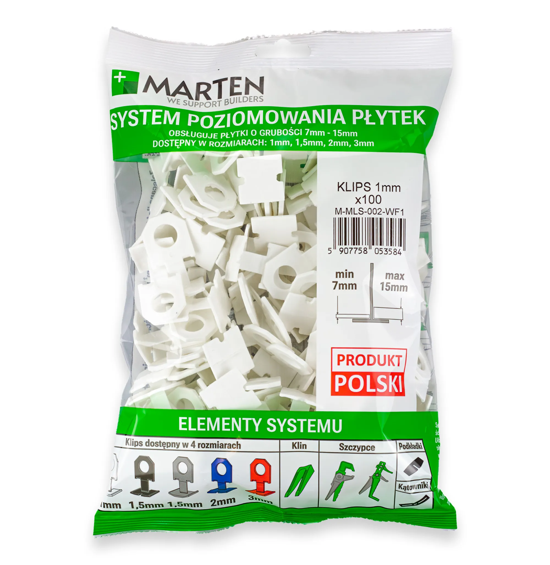 System poziomujący do płytek KLIPS 1 mm 100 szt. - 2