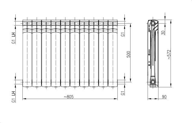 Grzejnik aluminiowy Best 500 10-elemntowy - 6
