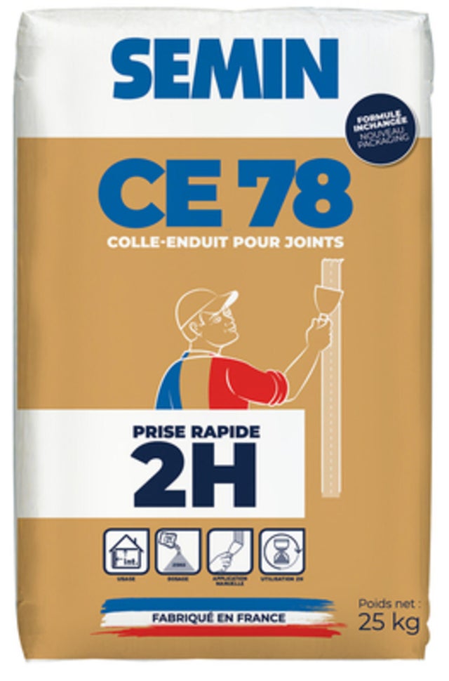 Colle-enduit pour joint CE78 rapide 2h sac de 25 kg - SEMIN