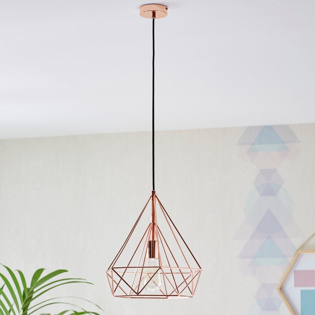 Lampadario Design Byron rame paralume rame E27 Ø36.5cm INSPIRE