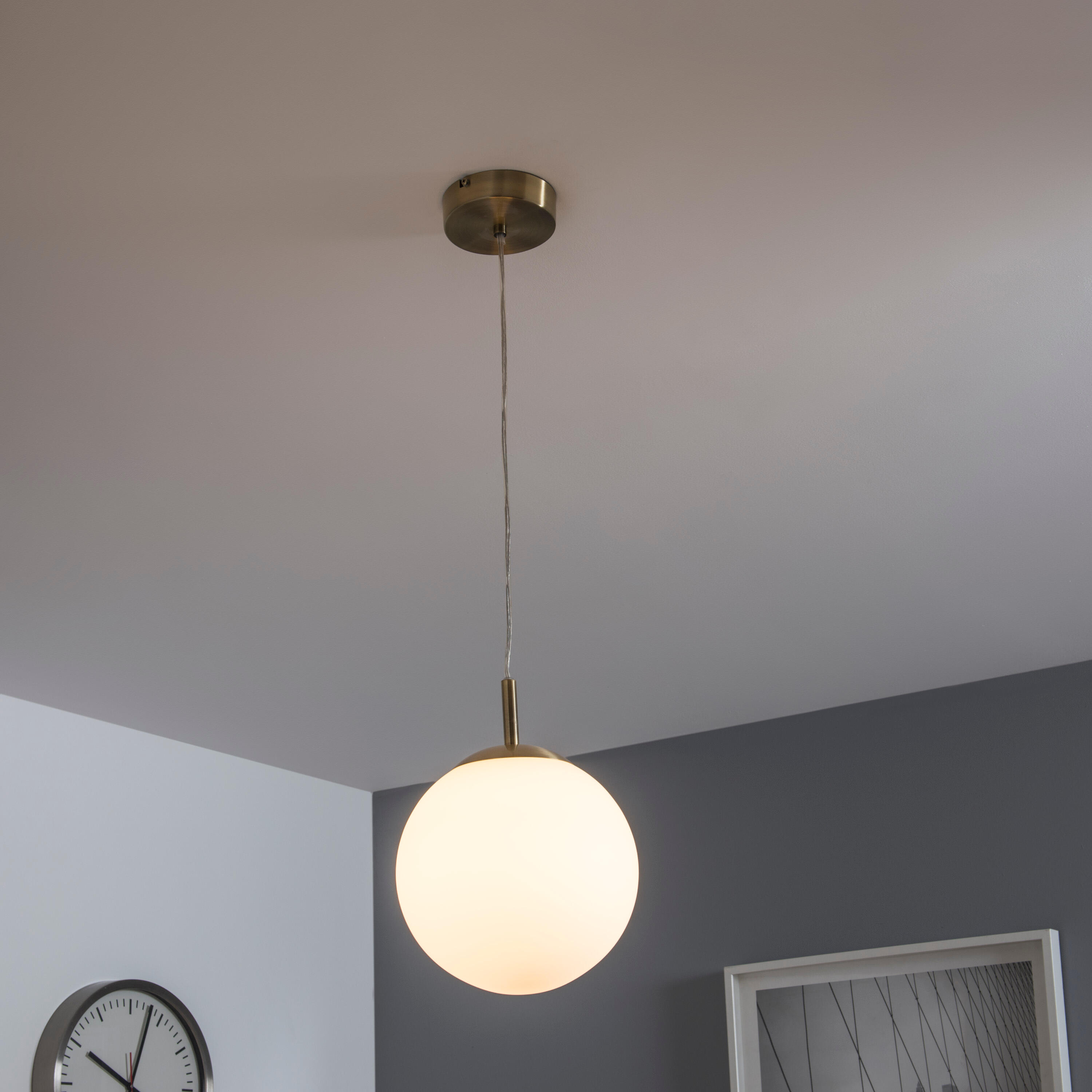 Lampadario Neoclassico Celestine grigio paralume bianco E27 Ø25cm INSPIRE - 8