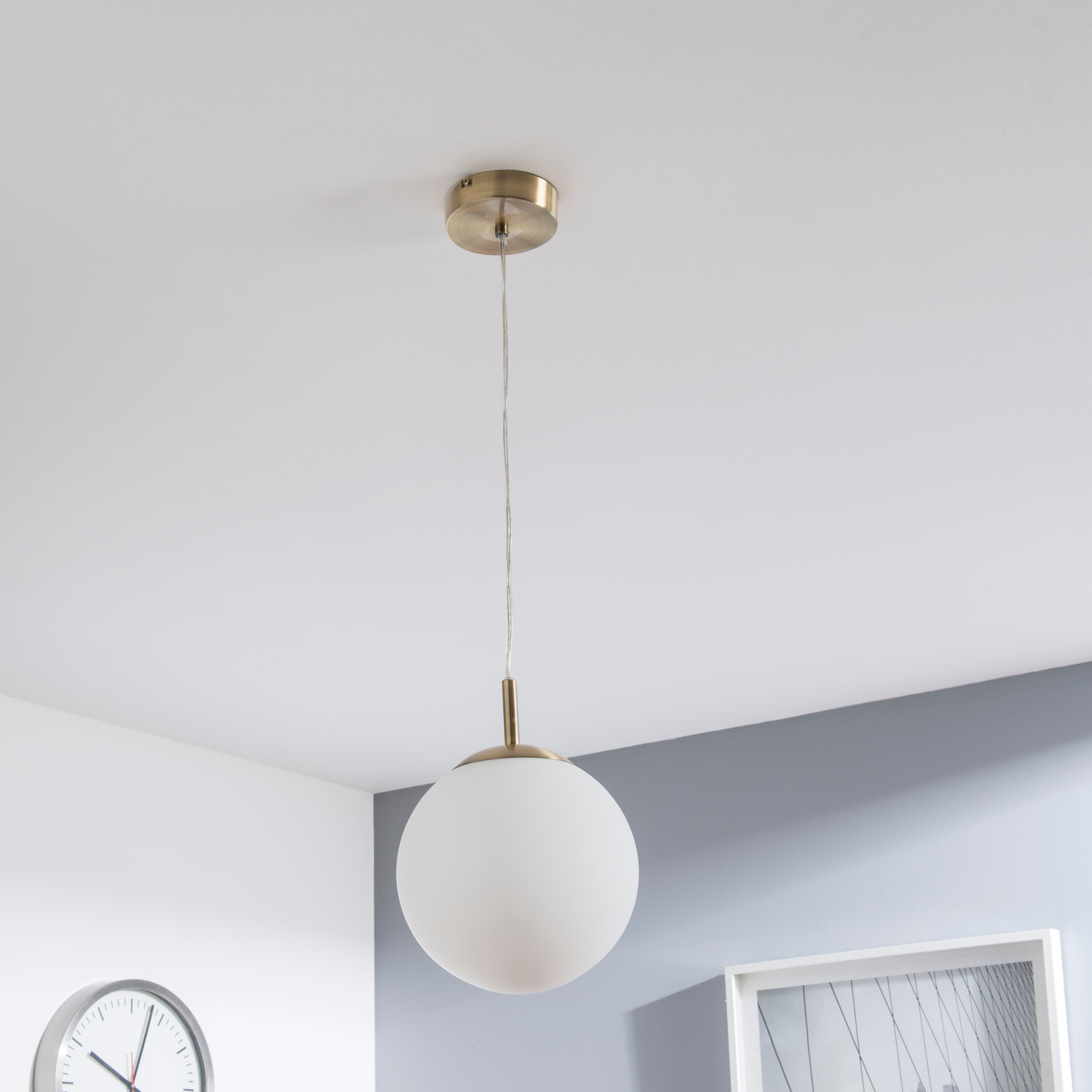 Lampadario Neoclassico Celestine grigio paralume bianco E27 Ø25cm INSPIRE - 7