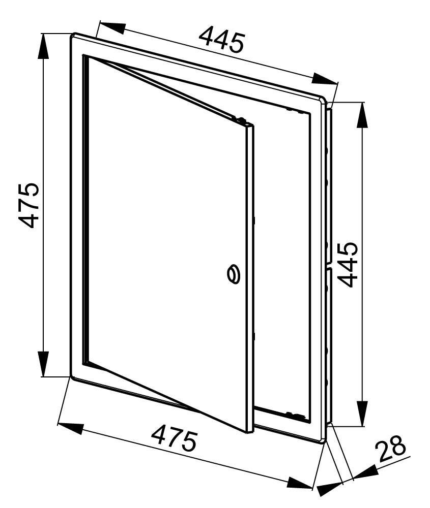 Drzwiczki rewizyjne plastikowe 45x45 białe z zamkiem - 2