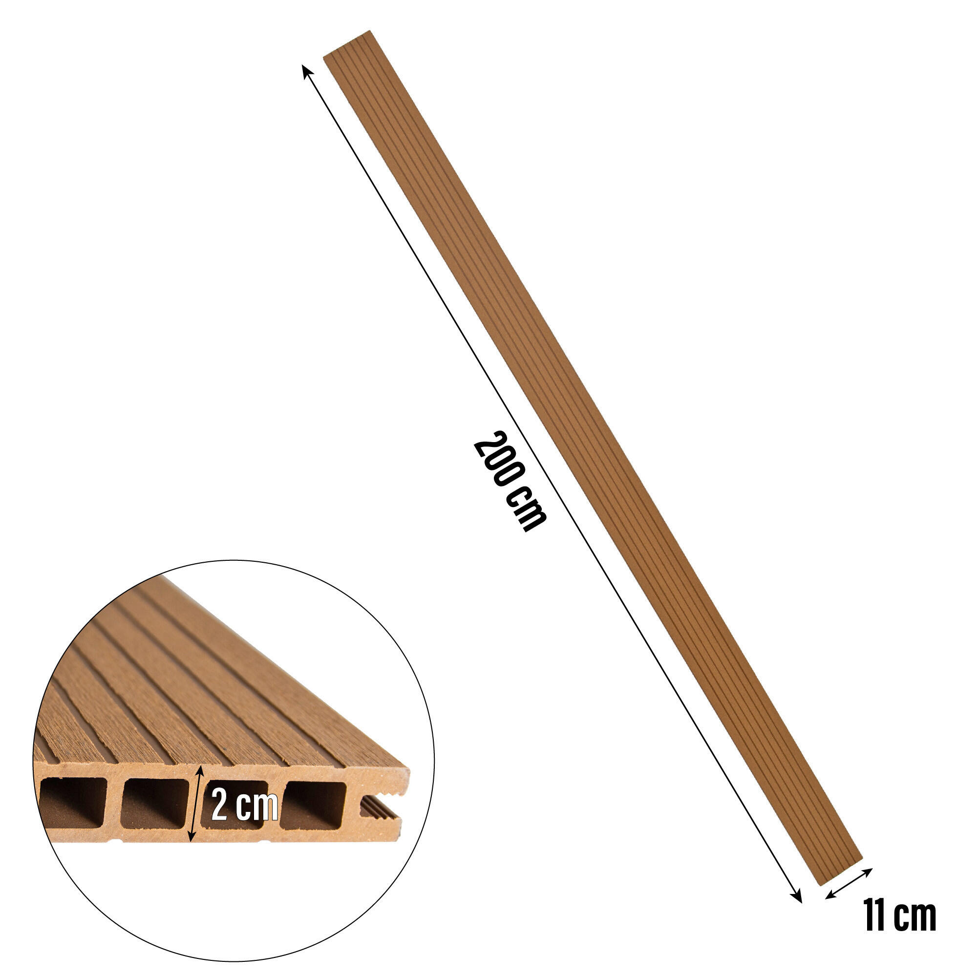 Deska tarasowa, kompozytowa, wym. 20x110x2000 mm, teak - 2