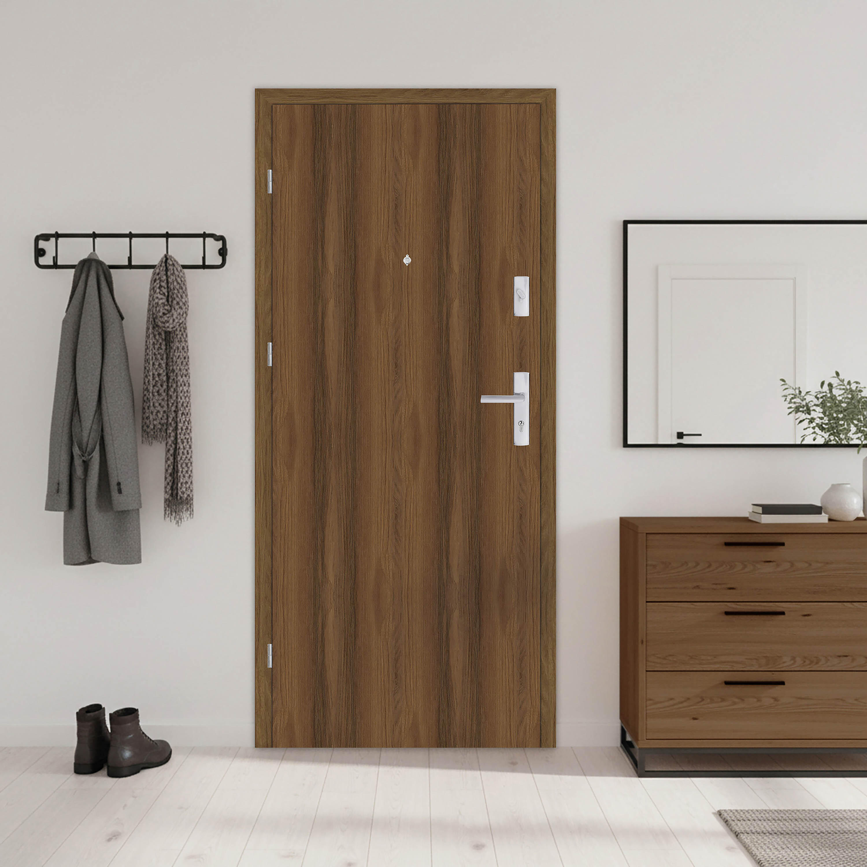 Drzwi wejściowe wewnątrzlokalowe Zeus 90 cm prawe orzech premium - 2