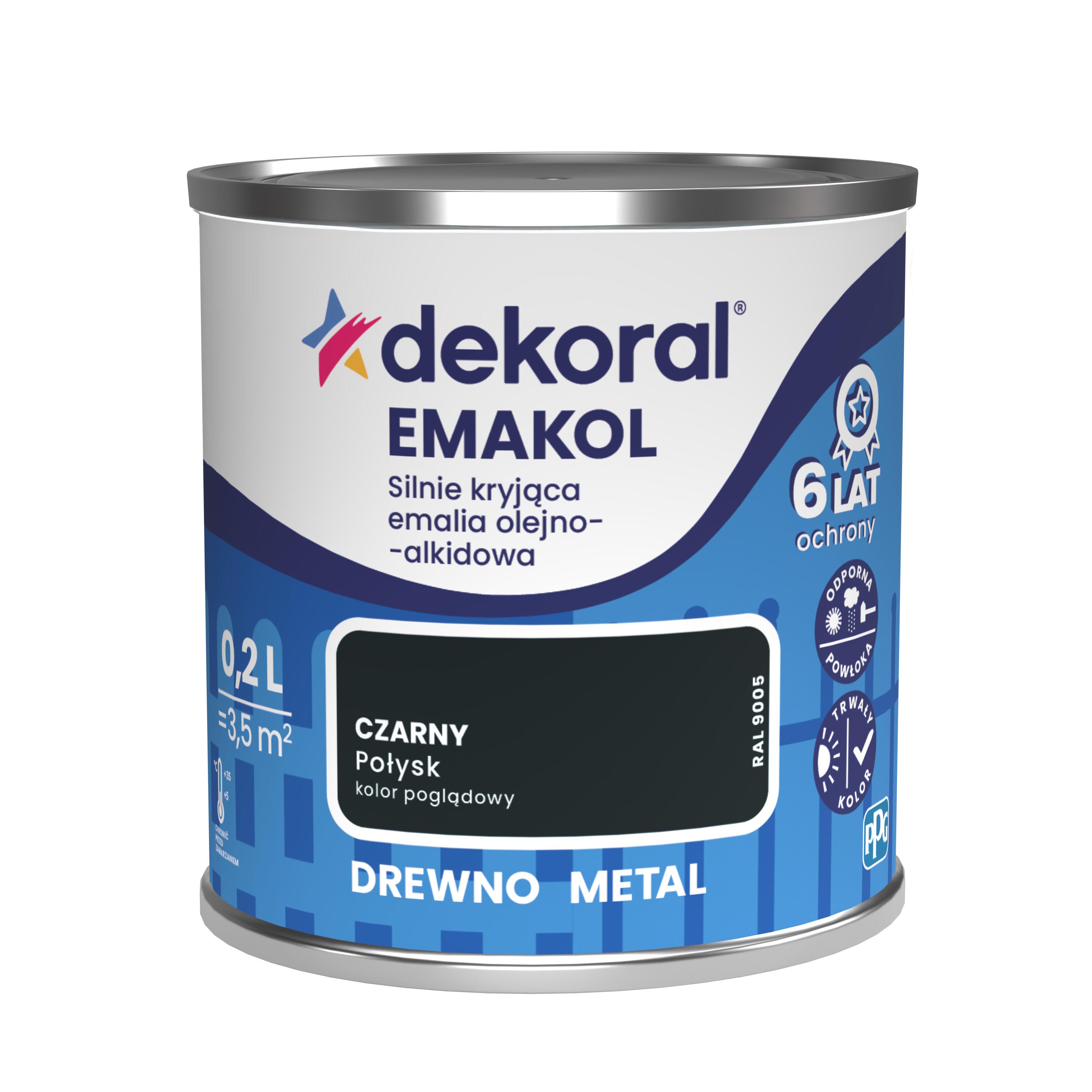 Emalia olejno - alkidowa Dekoral emakol czarny 0,2L