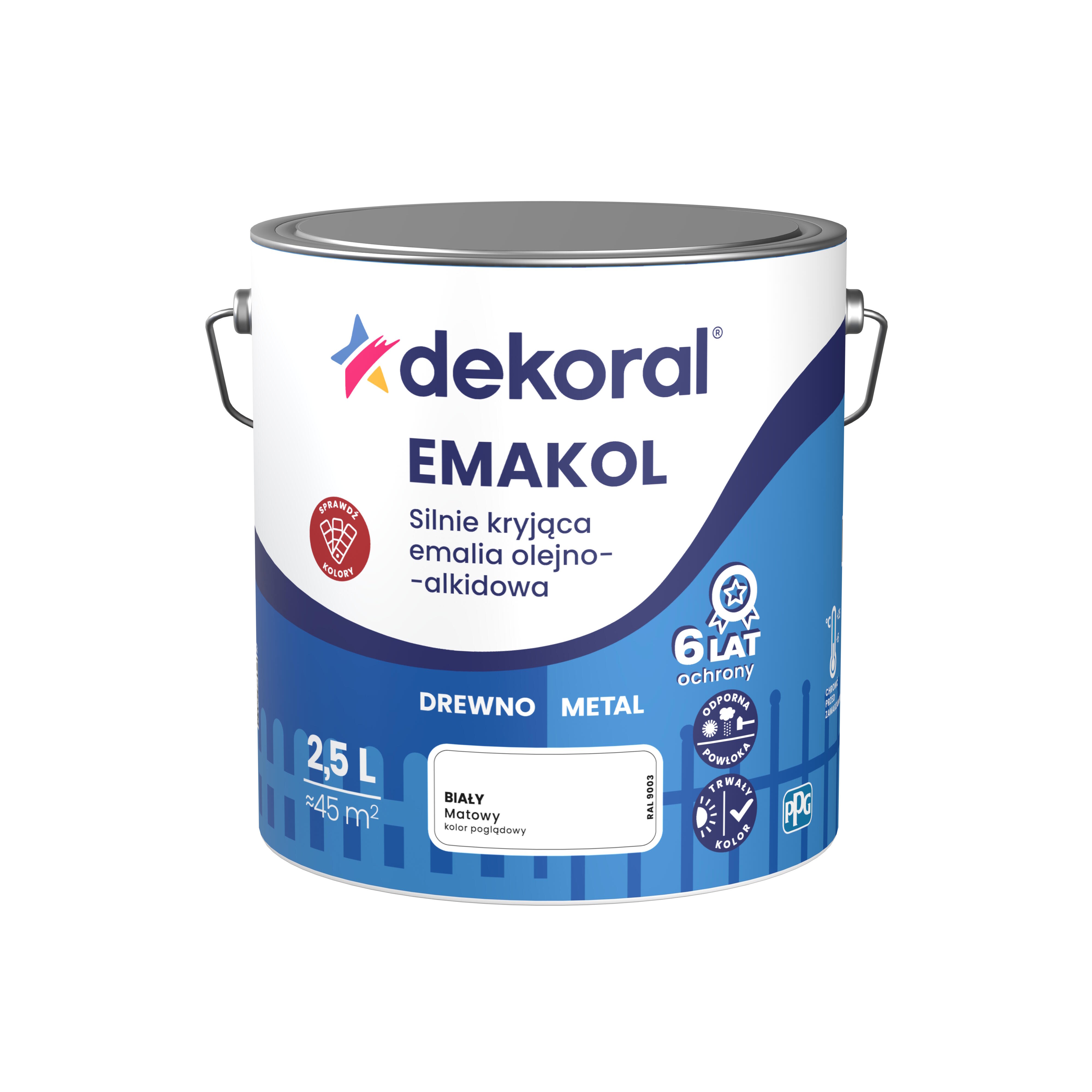 Emalia olejno - alkidowa Dekoral emakol biały mat 2,5L