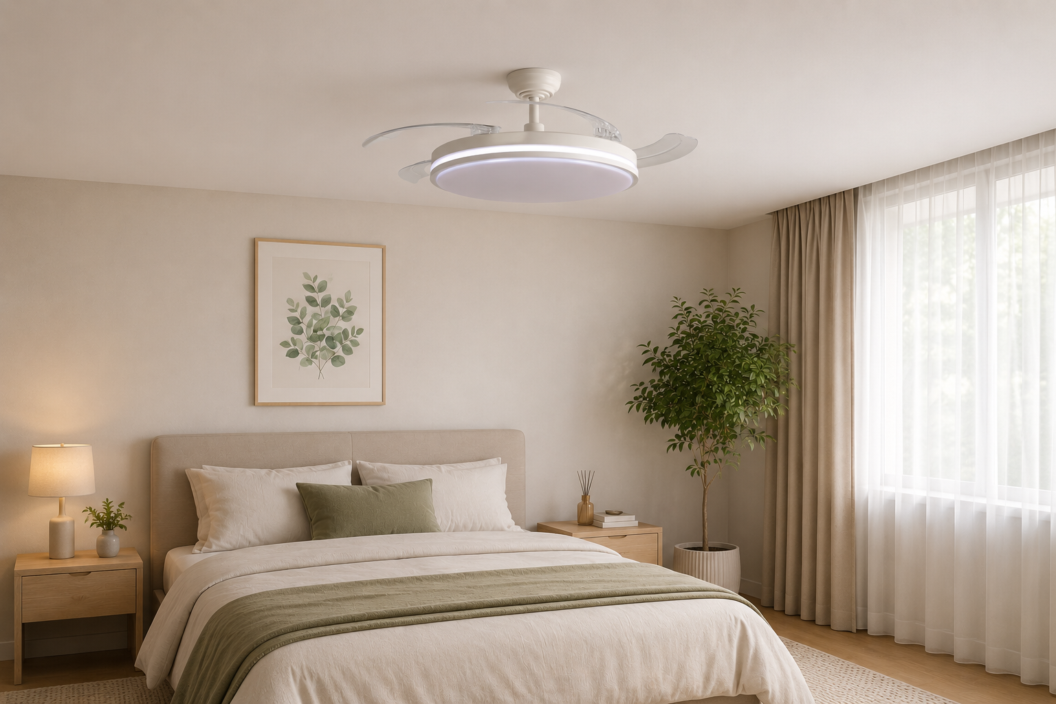 Lampa sufitowa LED z wiatrakiem 60W 5400lm 3000/4200/6000K z pilotem, biała - 2