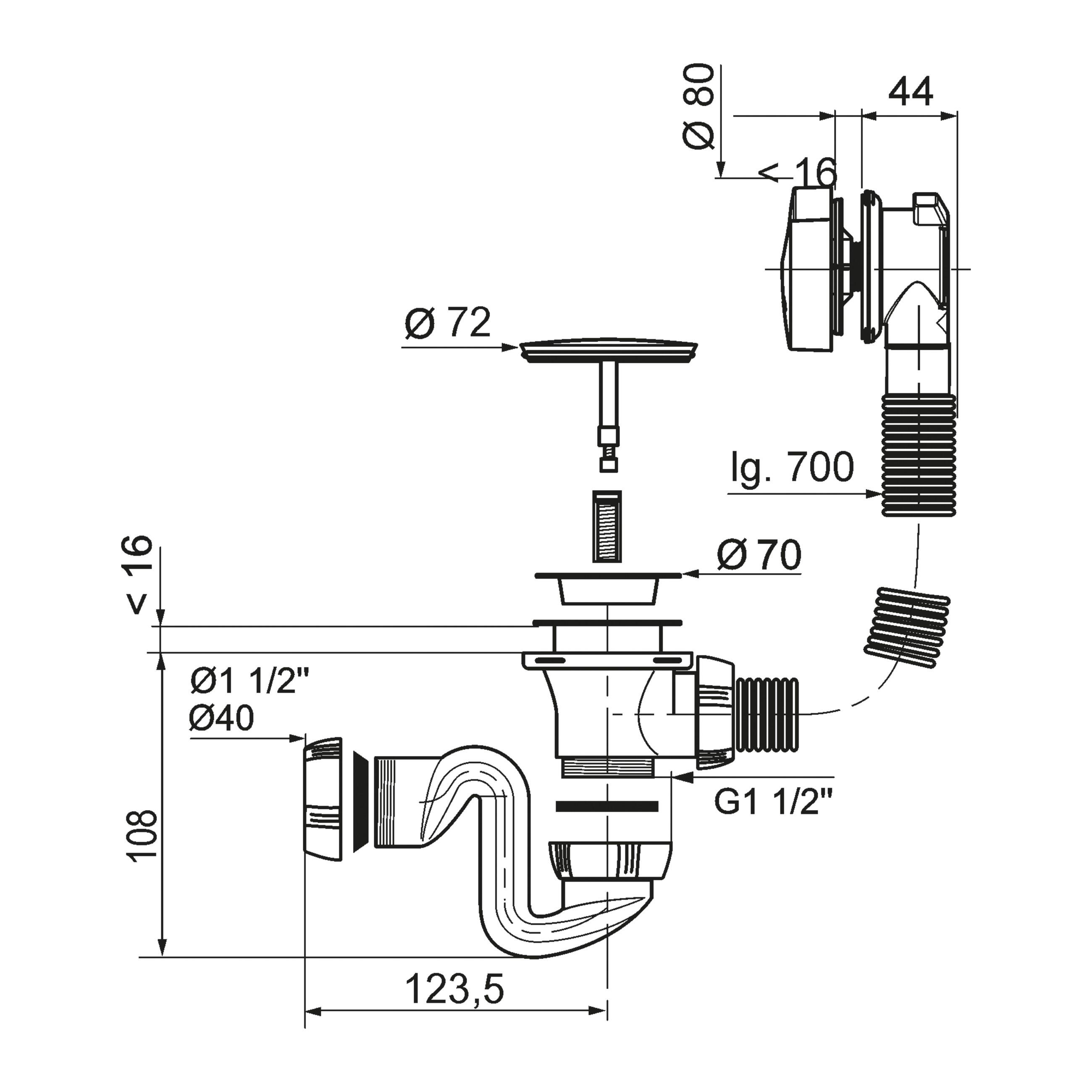 Syfon wannowy automatyczny ELTON redukcja 50x40mm - 3