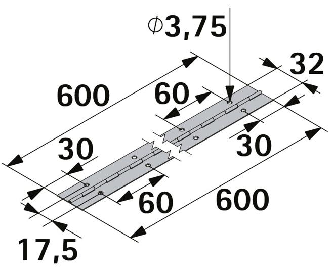 Zawias taśmowy 32x600 mm  - 2