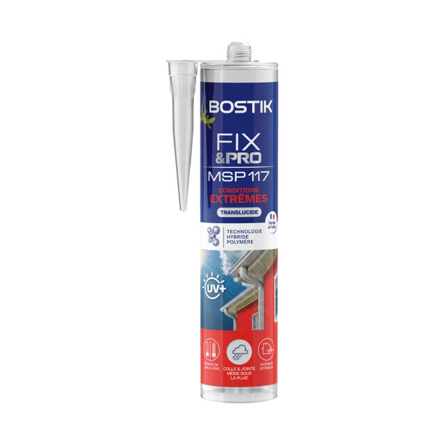 Colle fixation gel MS polymère BOSTIK Cond extrêmes fix&pro msp117 transp 290ml