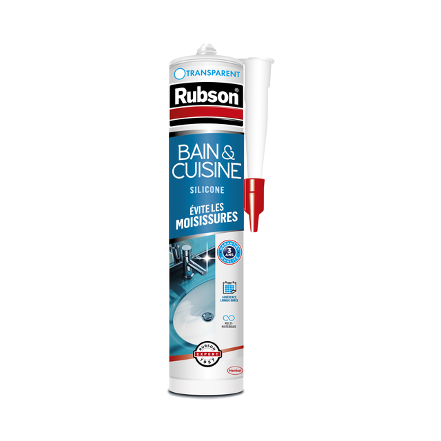 Mastic d'étanchéité Cuisine et bain RUBSON transparent 280ml