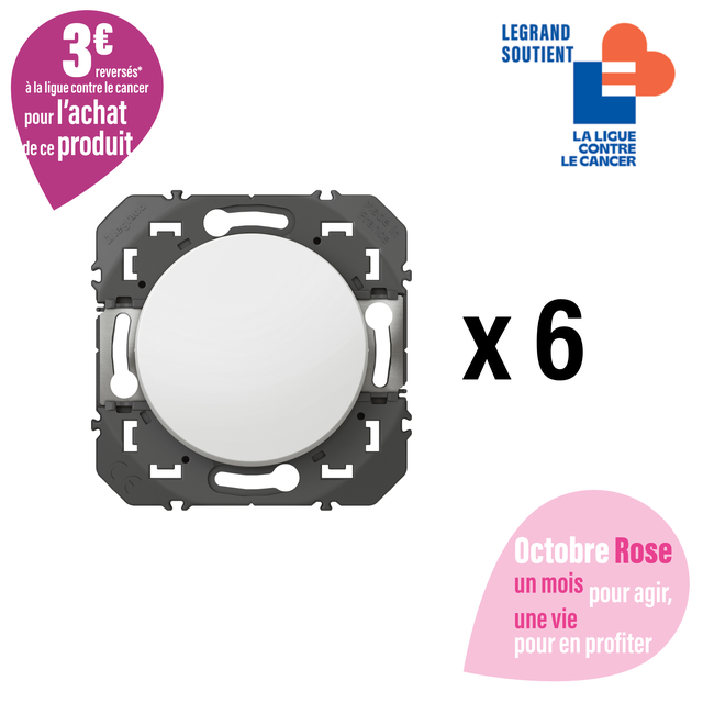 Lot de 6 interrupteurs va-et-vient à assembler, LEGRAND Dooxie, blanc