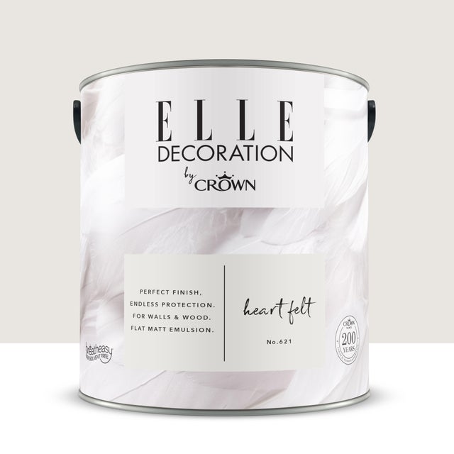Pittura per interni super lavabile, ELLE DECORATION by Crown bianco heart felt 621 opaco, 2.5 L