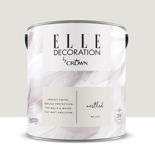 Pittura per interni super lavabile, ELLE DECORATION by Crown bianco nestled 621 opaco, 2.5 L
