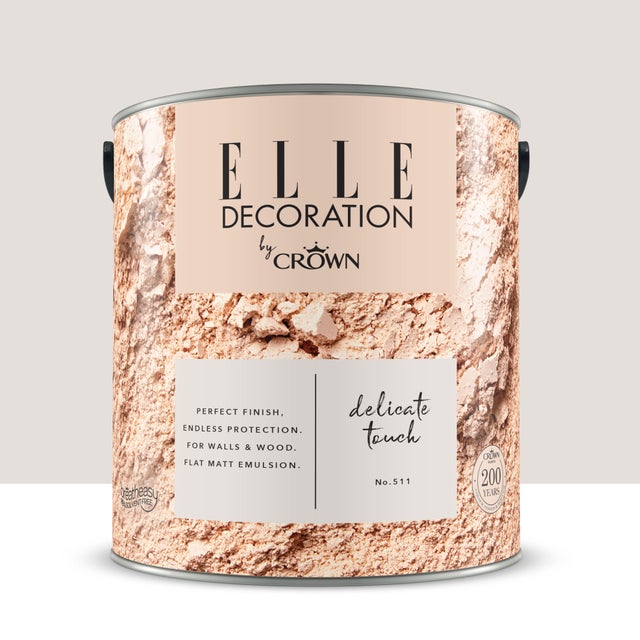 Pittura per interni super lavabile, ELLE DECORATION by Crown beige delicate touch 511 opaco, 2.5 L