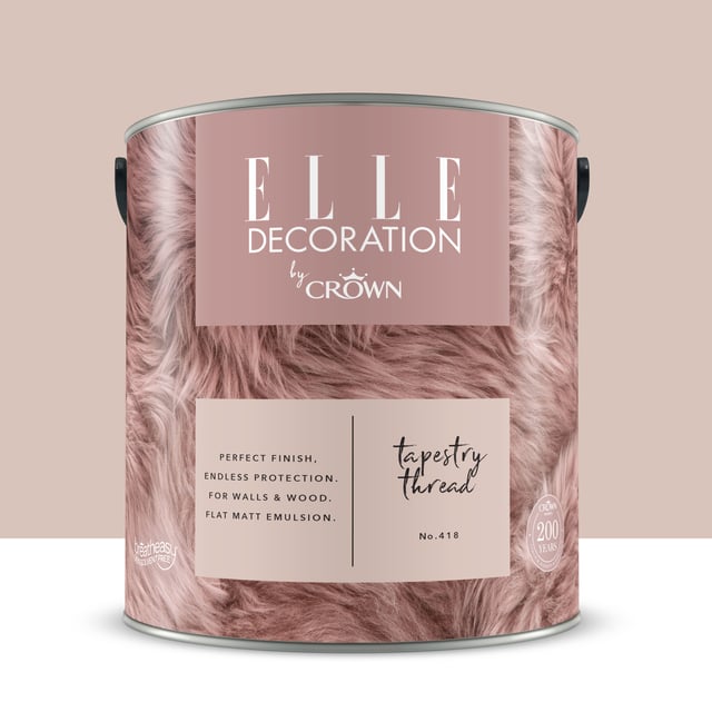 Pittura per interni super lavabile, ELLE DECORATION by Crown rosa tapestry thread 418 opaco, 2.5 L
