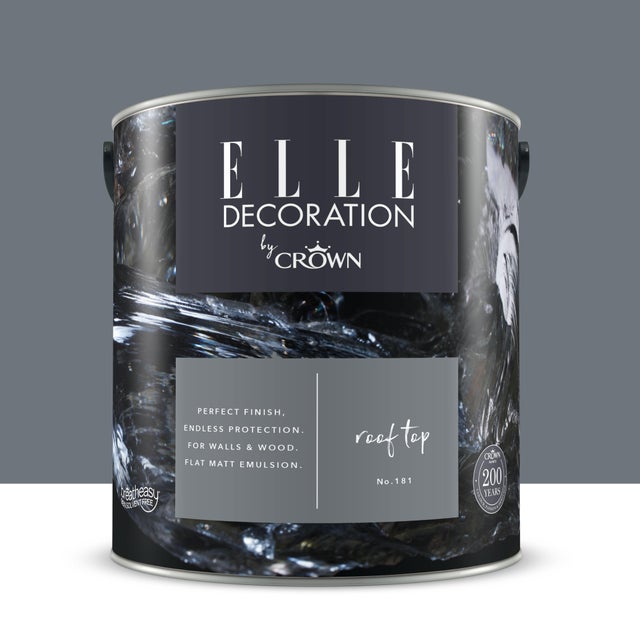 Pittura per interni super lavabile, ELLE DECORATION by Crown grigio roof top 181 opaco, 2.5 L
