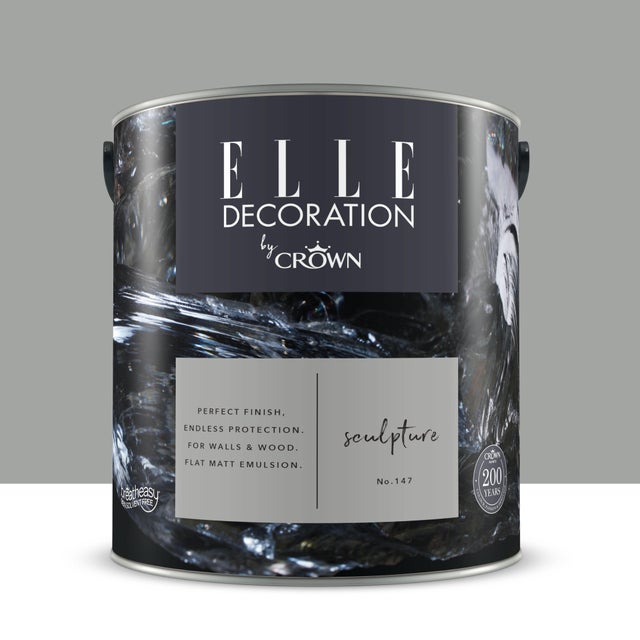 Pittura per interni super lavabile, ELLE DECORATION by Crown grigio sculpture 147 opaco, 2.5 L