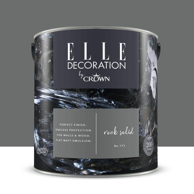 Pittura per interni super lavabile, ELLE DECORATION by Crown grigio rock solid 173 opaco, 2.5 L