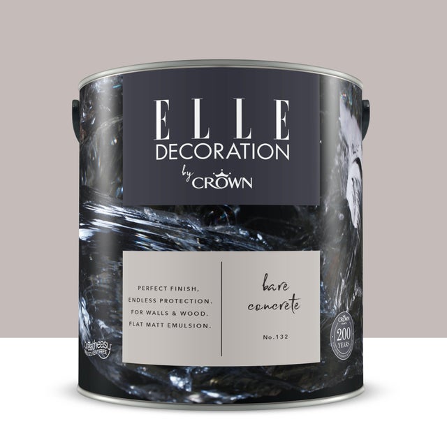 Pittura per interni super lavabile, ELLE DECORATION by Crown beige bare concrete 132 opaco, 2.5 L