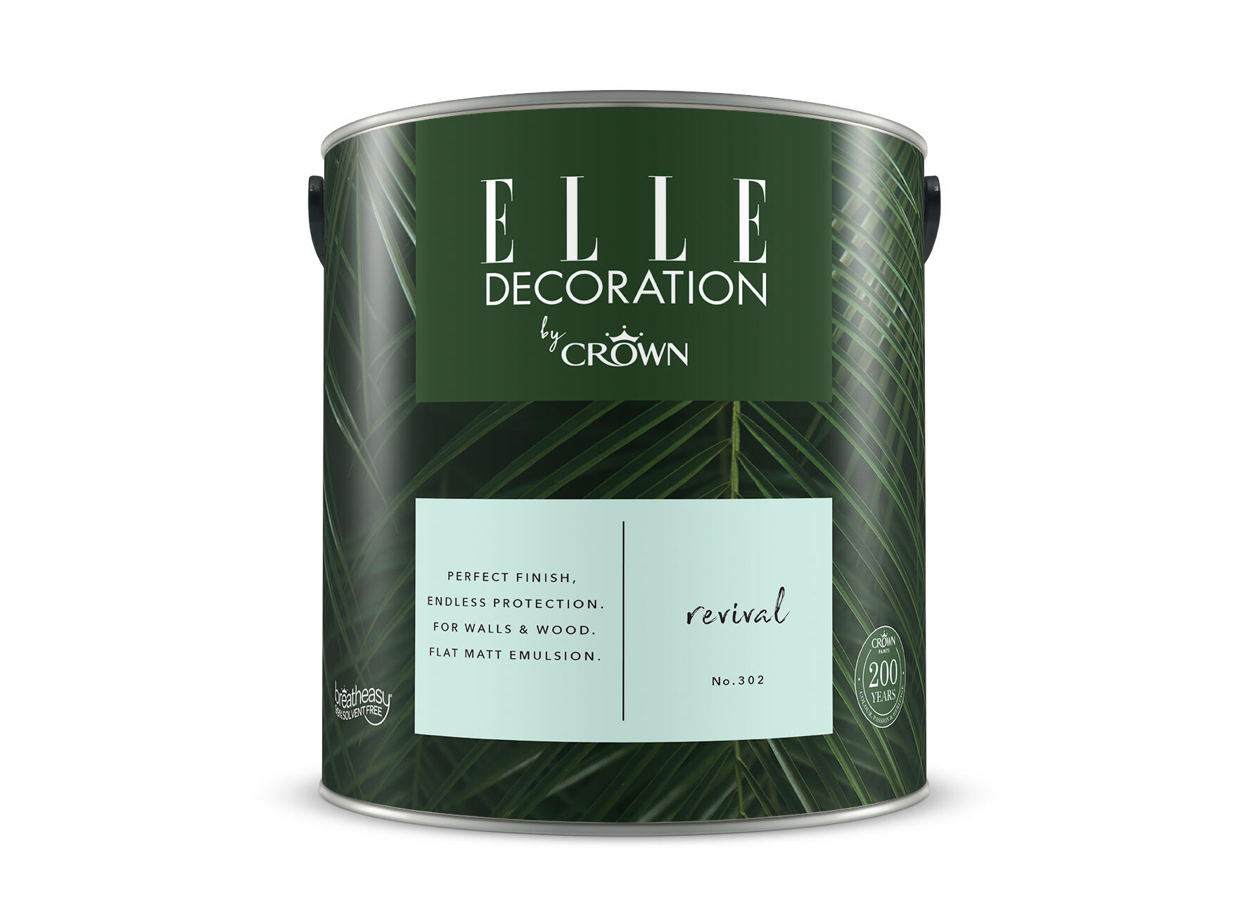 Pittura per interni super lavabile, ELLE DECORATION by Crown verde revival 302 opaco, 2.5 L - 2