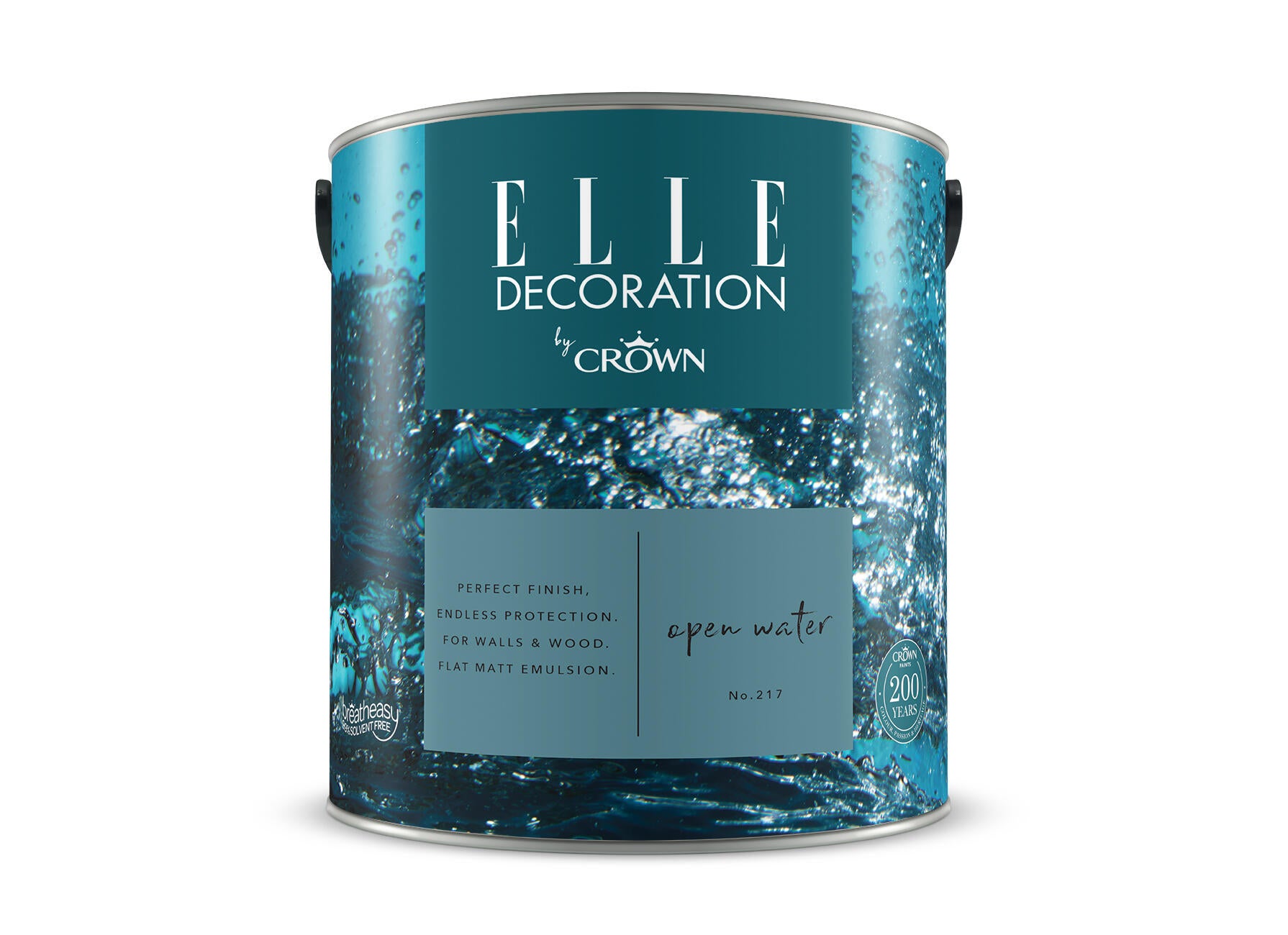 Pittura per interni super lavabile, ELLE DECORATION by Crown blu open water 217 opaco, 2.5 L - 2