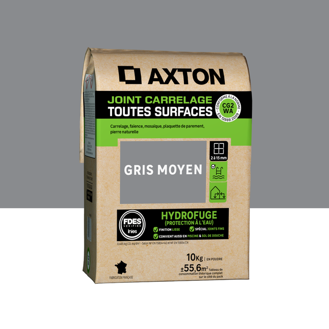 Joint tous types de carrelage et mosaïque gris moyen AXTON, 10 kg