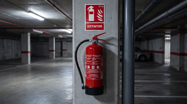 cartel con extintor