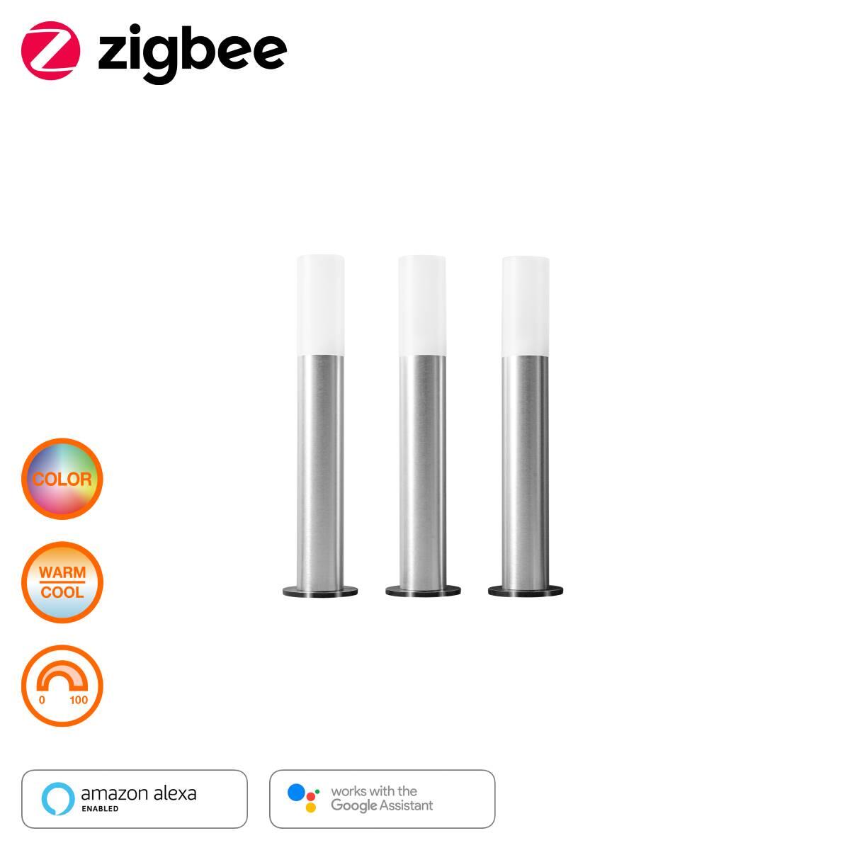 Lampione da giardino LED, kit 3 pezzi RGB Wi-Fi segnapasso H 27 cm, argento 250 LUMEN, IP65 LEDVANCE - 4