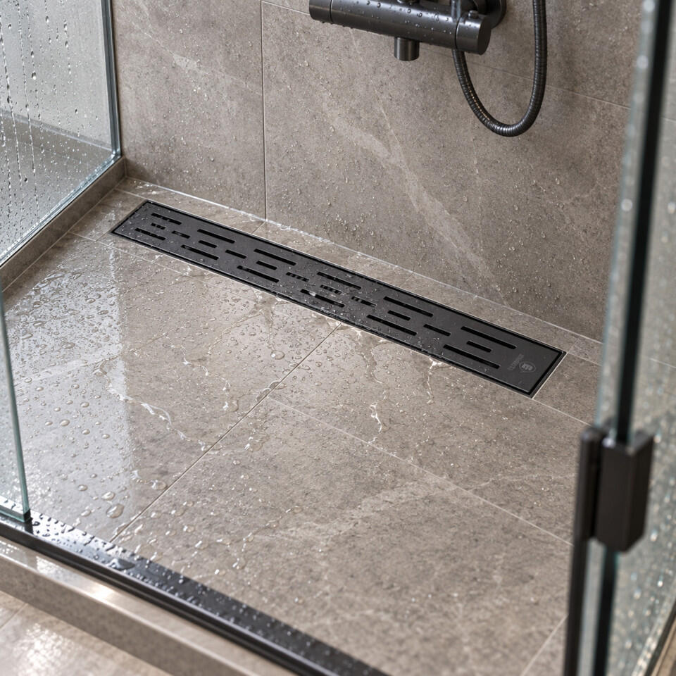 Rigola dus Classic, inox, Ø 40 mm, 700x70 mm, neagra