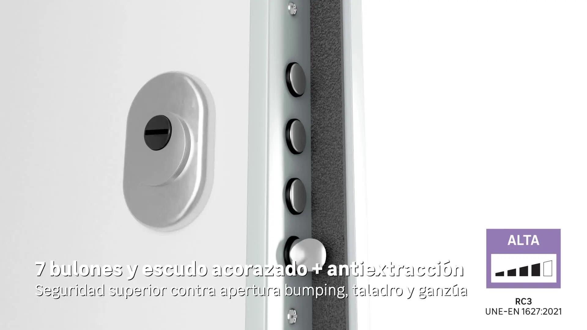 Puerta de entrada acorazada serie Silver 1,0 fresada Gris 7016 / interior Lucerna fresada blanco apertura derecha 208x90.3cm - 14