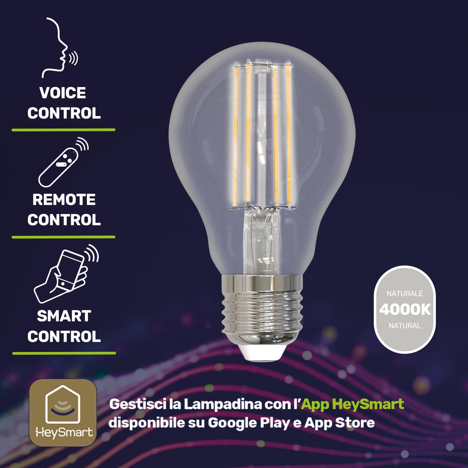Lampadina LED, E27 goccia, trasparente, 8W = 806 LM, 360°, ON - 2