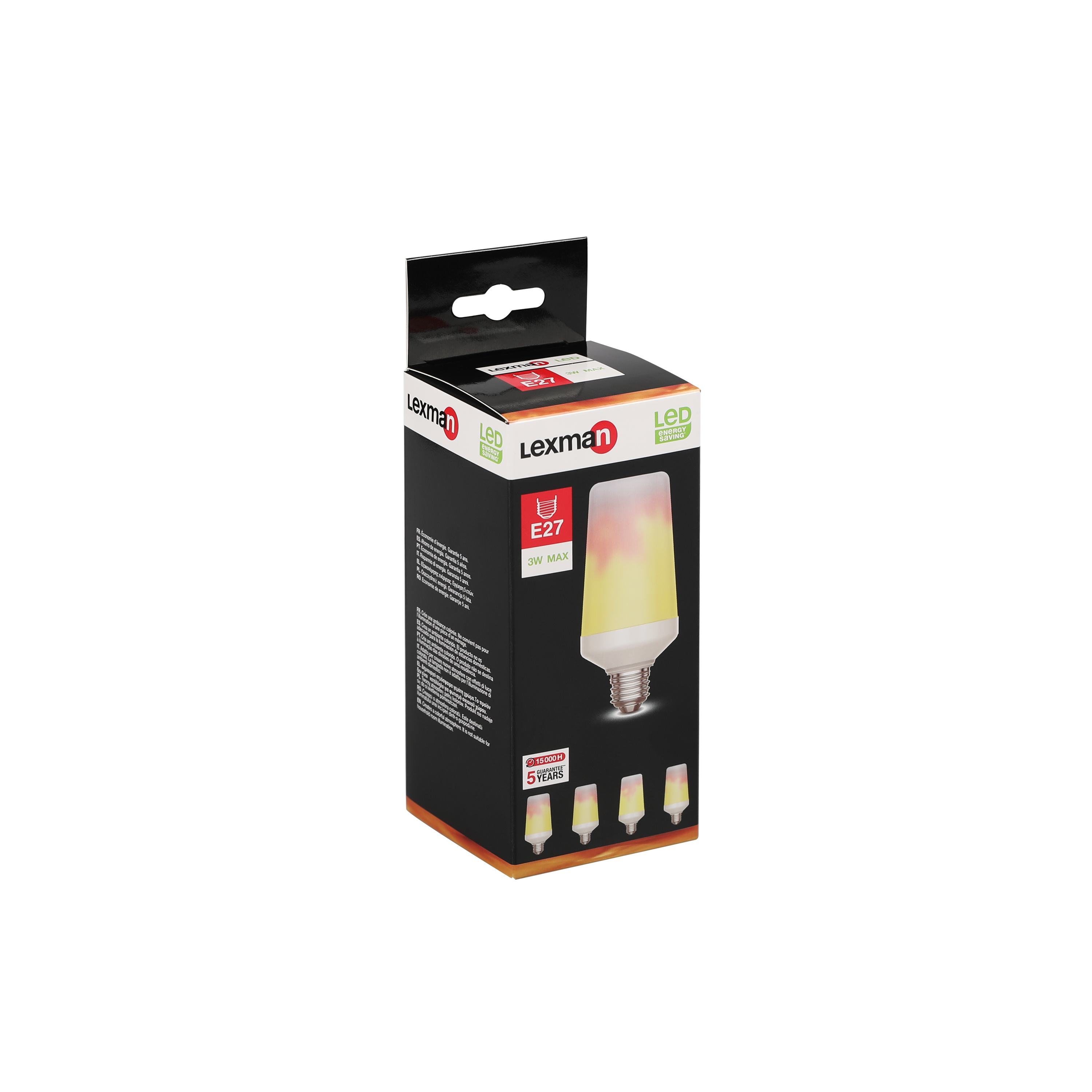 Lampadina LED, E27 tubo, smerigliato, luce calda, 3W= 200 LM 5°, LEXMAN - 3