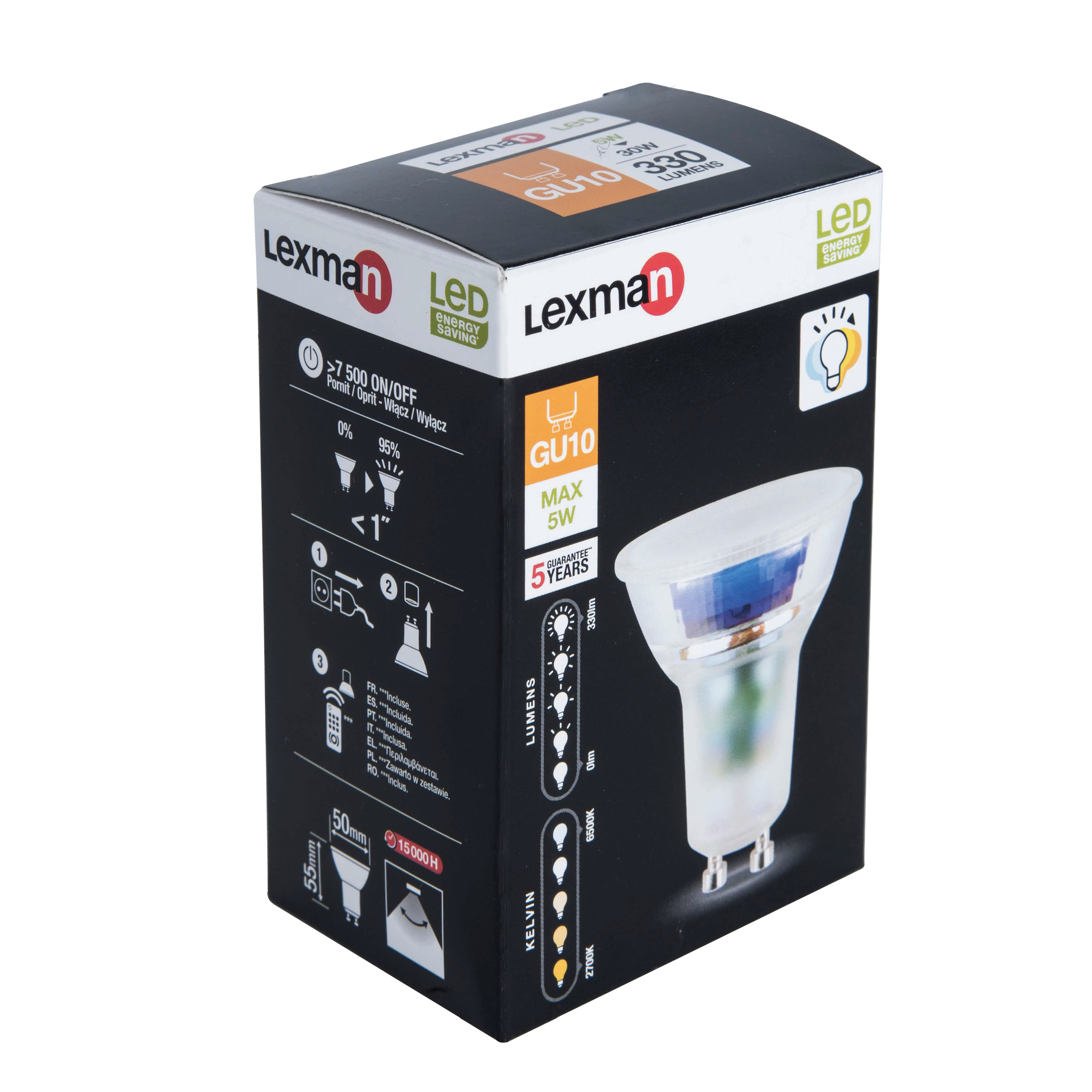 Żarówka LED GU10 z pilotem DIM/CCT 5 W = 30 W 330 lm Lexman - 3