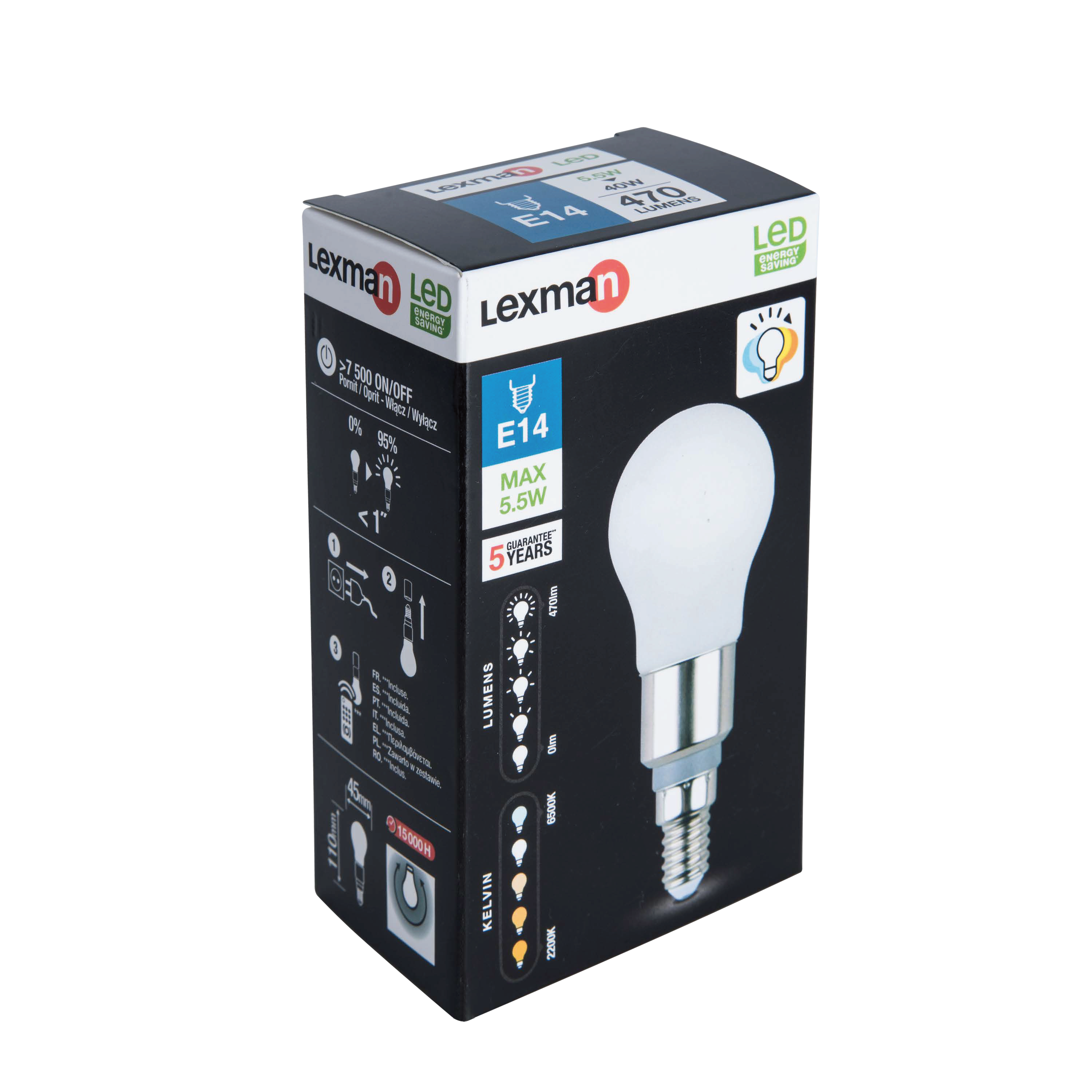 Żarówka LED E14 z pilotem CCT/DIM 5.5 W = 40 W 470 lm LEXMAN - 3