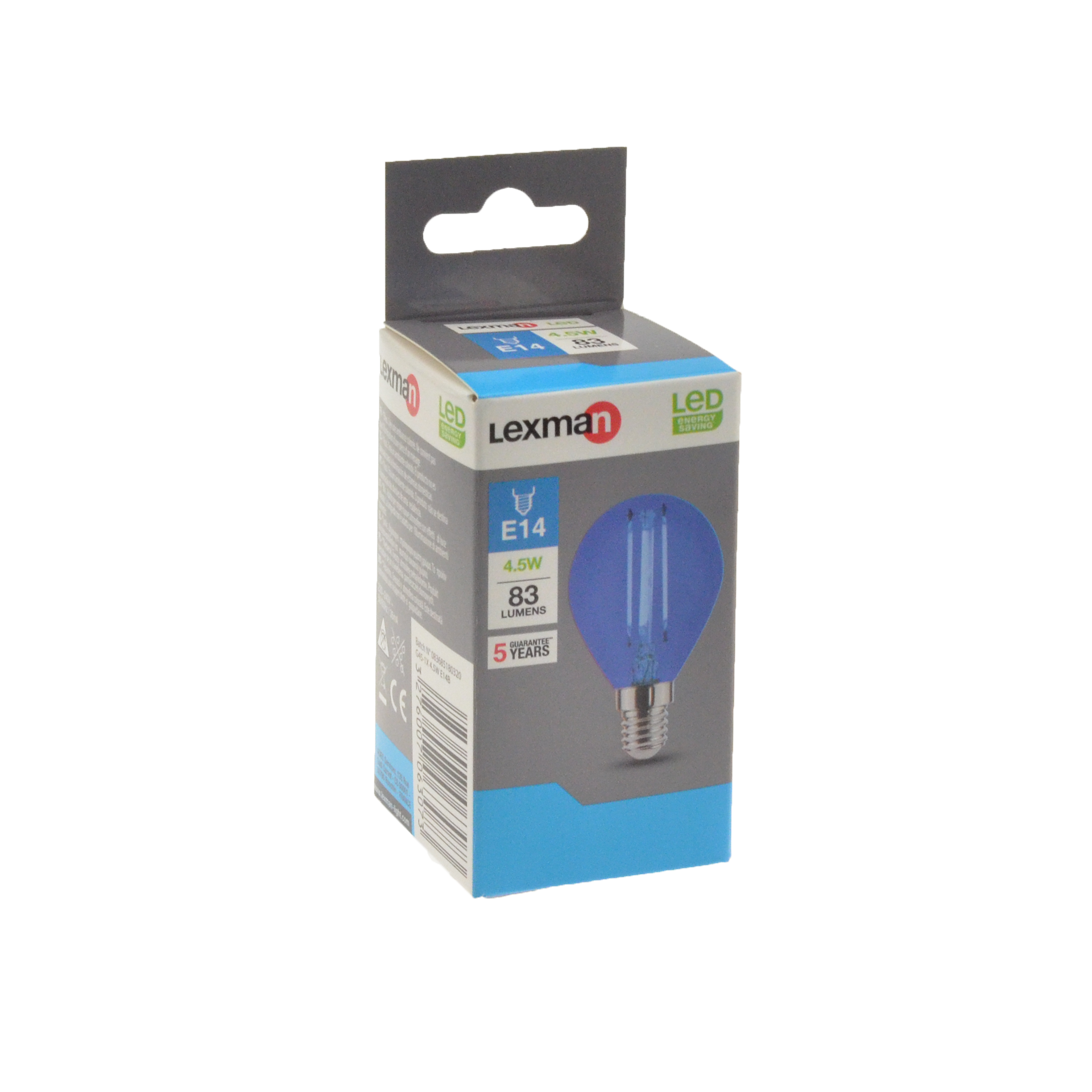 Lampadina LED, E14 sferico, luce calda, 4.5W= 83 LM (equiv 9 W), 360°, LEXMAN - 3