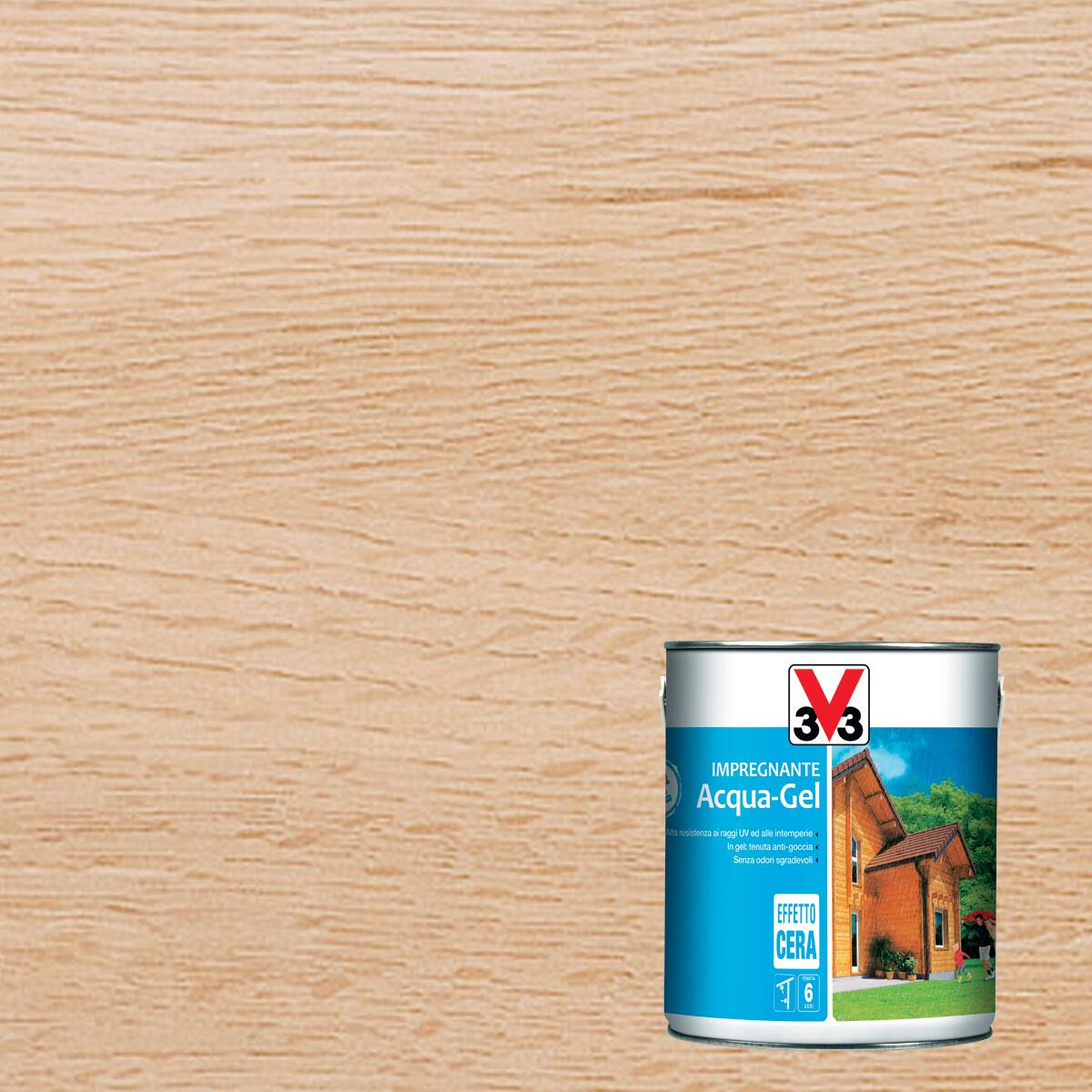 Impregnante per legno da esterno a base acqua V33 Acqua-Gel incolore satinato 2.5 lt, 6 anni di protezione. - 5
