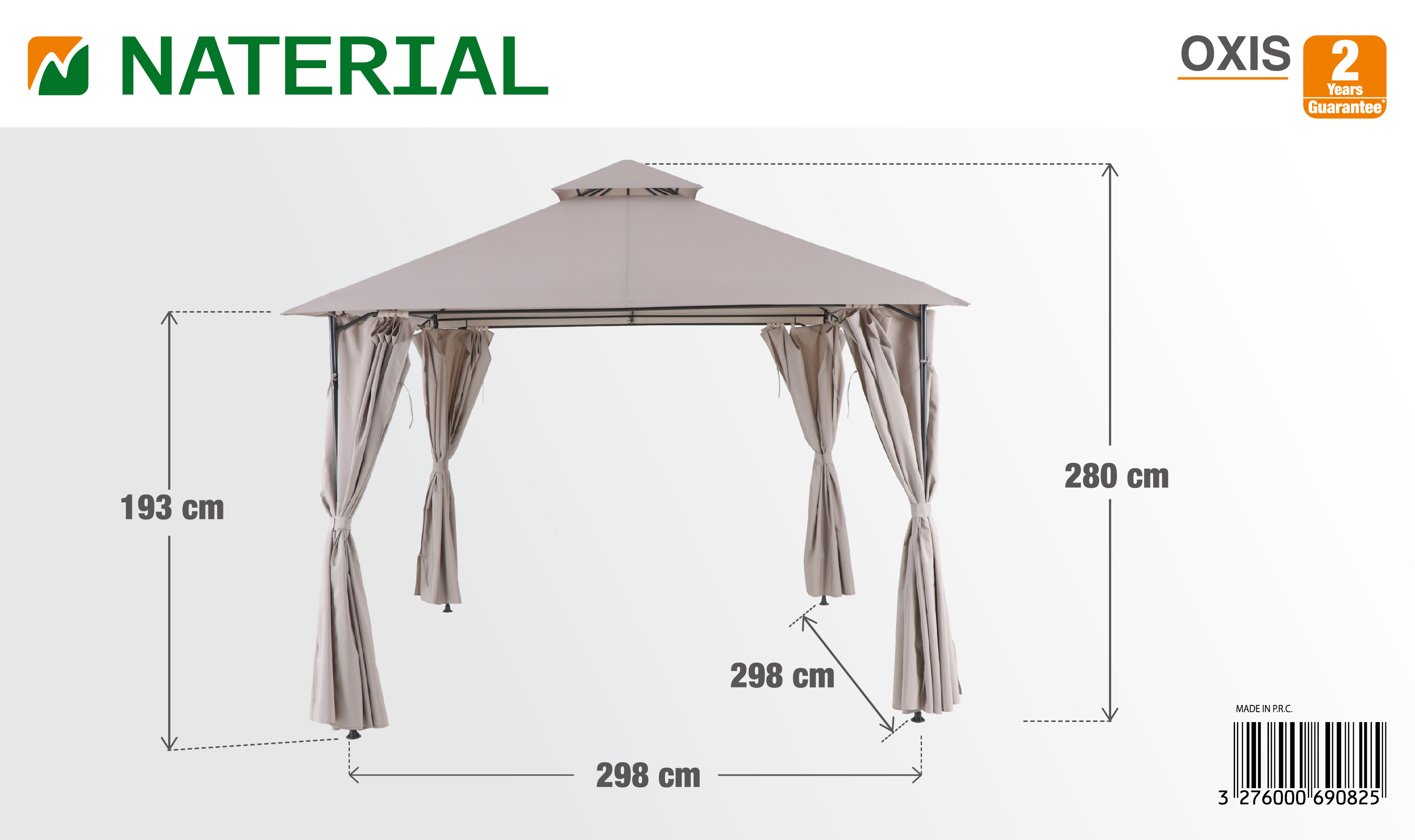 Pérgola de metal NATERIAL OXIS TAUPE 3X3M - 10