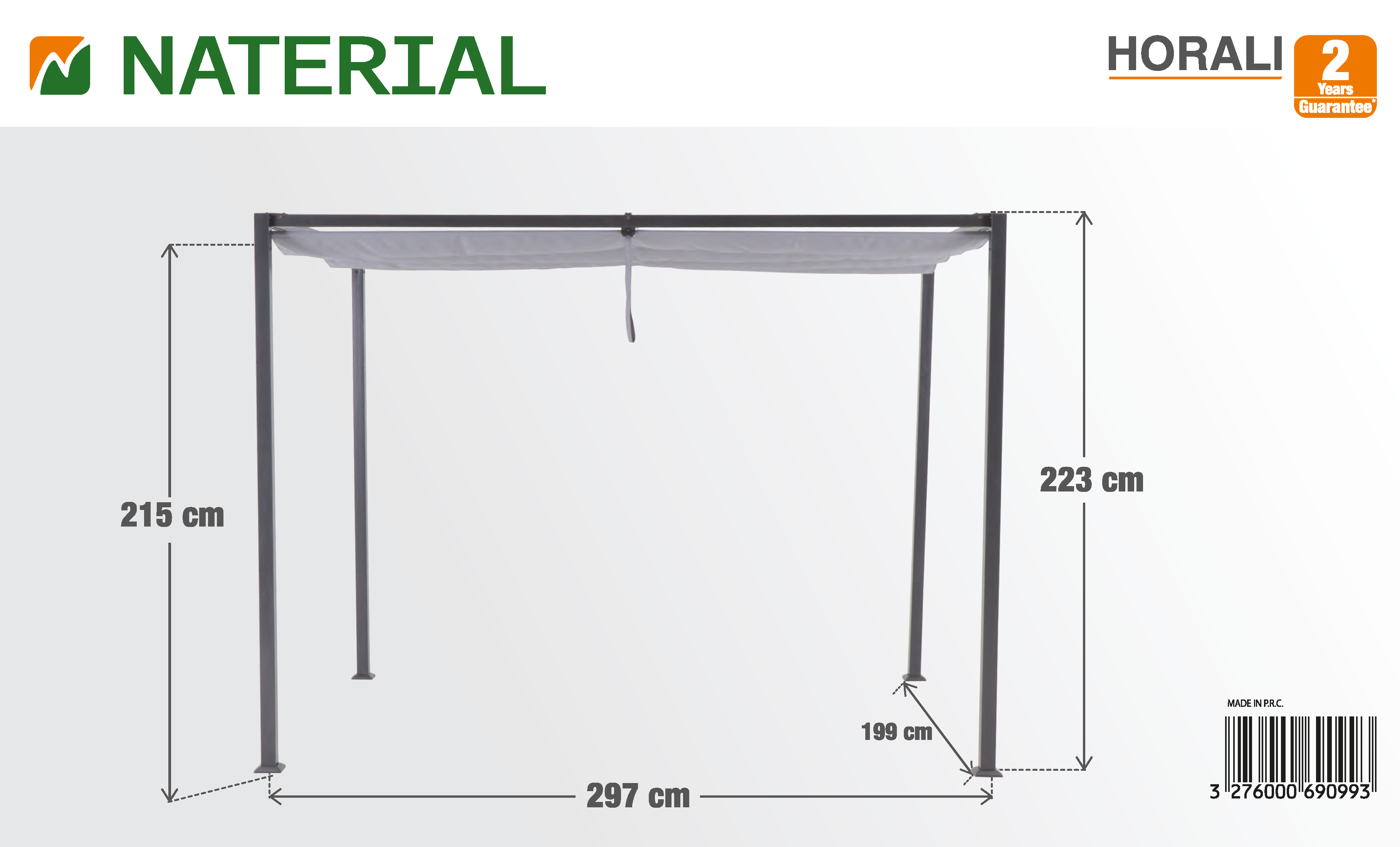 Pawilon ogrodowy pergola Horali 297x187x223 cm szary Naterial - 8