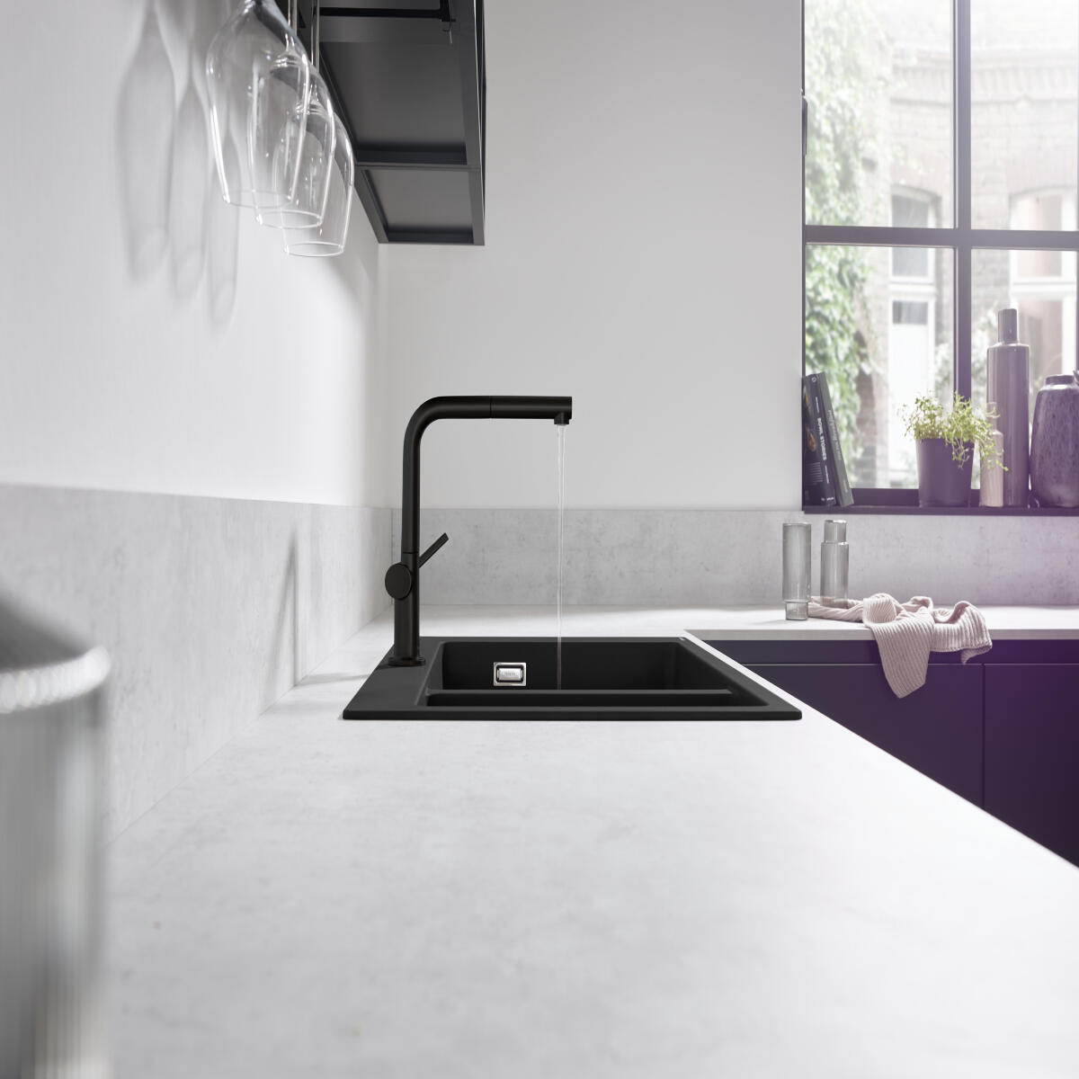 Rubinetto da cucina con doccetta a l Talis M54 nero verniciato satinato HANSGROHE - 9