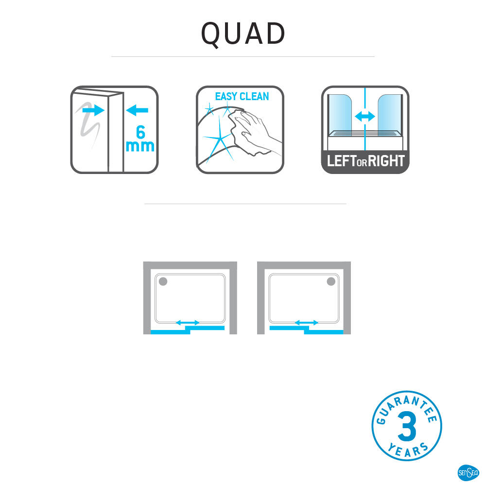 Porta doccia scorrevole Quad, L 120.5 cm x H 190 cm x SP 6 mm, profilo argento, vetro serigrafato - 11