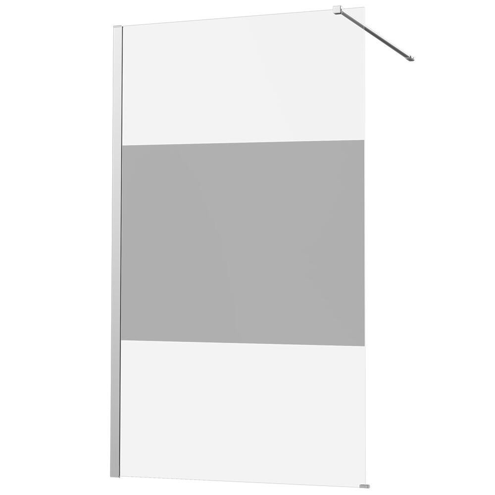 Mampara de ducha fija serigrafiada Remix perfil aluminio cromo (77-78.5)x200 cm cristal 8mm antical 1 barra de estabilización 120 cm (recortable) marca Sensea - 10