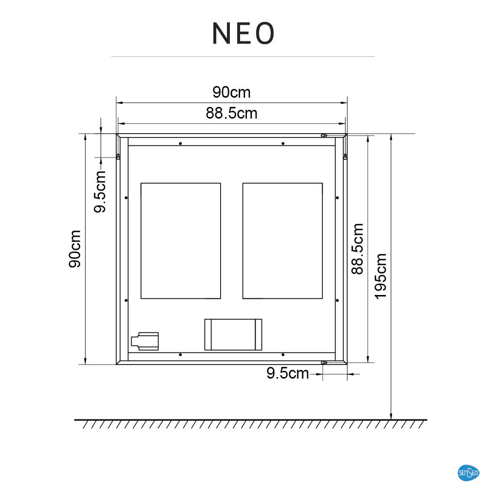 Specchio con illuminazione integrata bagno rettangolare SENSEA L 90 x H 90 x P 3.2 cm grigio / argento - 4